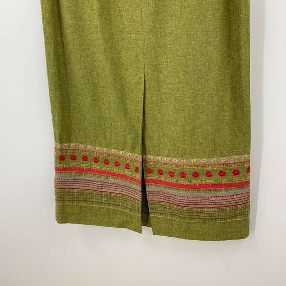 Vintage David Brooks Linen Blend Embroidered Maxi Skirt Sz 8 - Picture 7 of 11